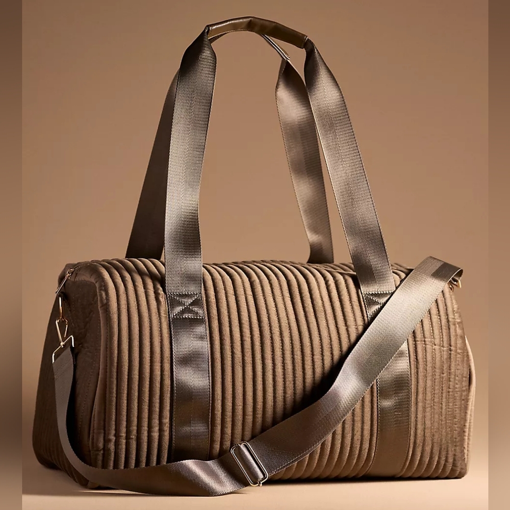 Anthropologie Ribbed Velvet Duffel Bag